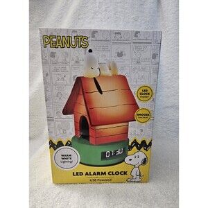 Peanuts Snoopy LED Alarm Clock USB Powered Snooze Warm White Light New